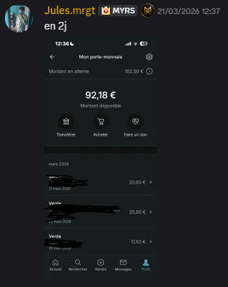 Jules.mrgt 92€ en 2 jours